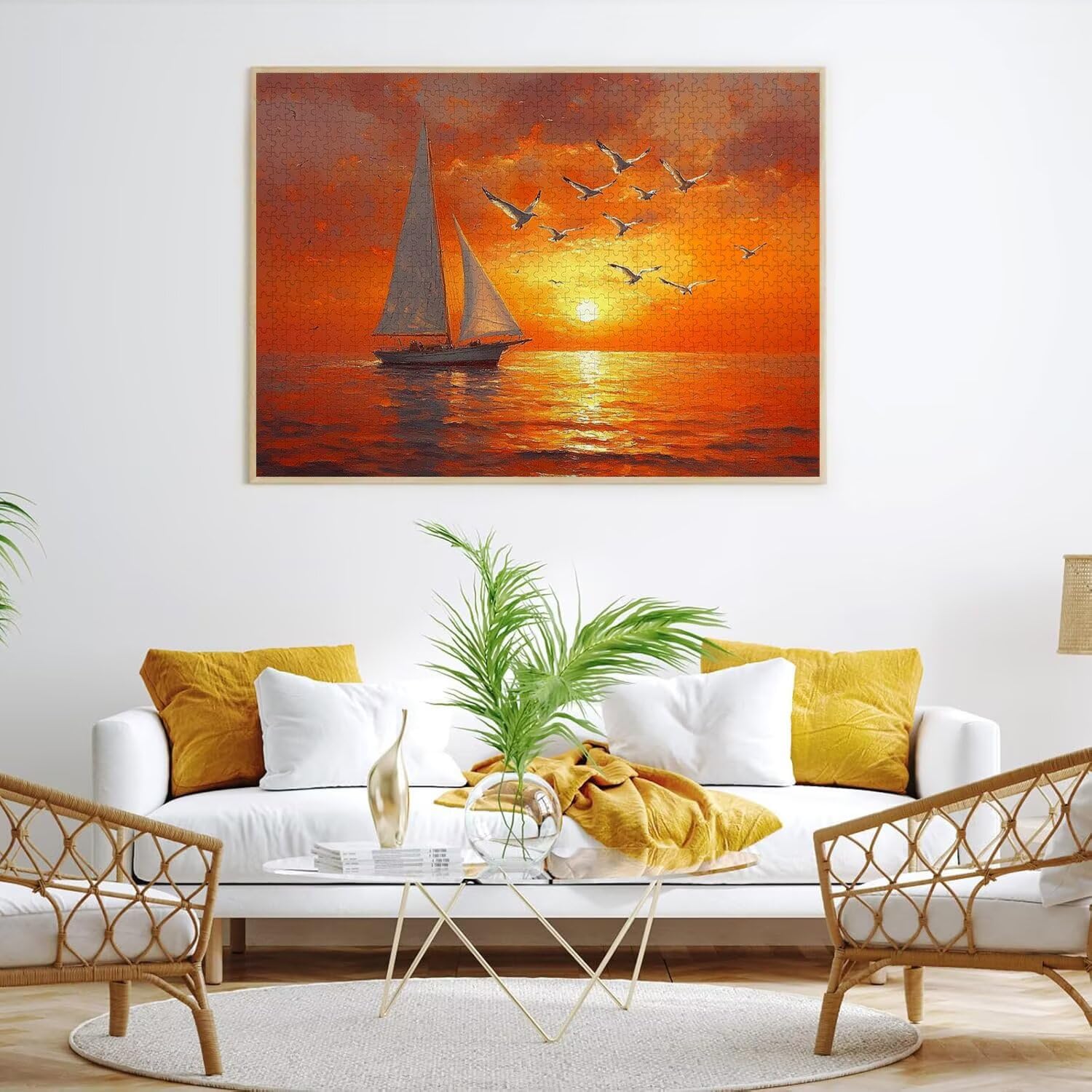 Puzzle 5000 elementów dla dorosłych, gry rodzinne, zachód słońca żaglówki