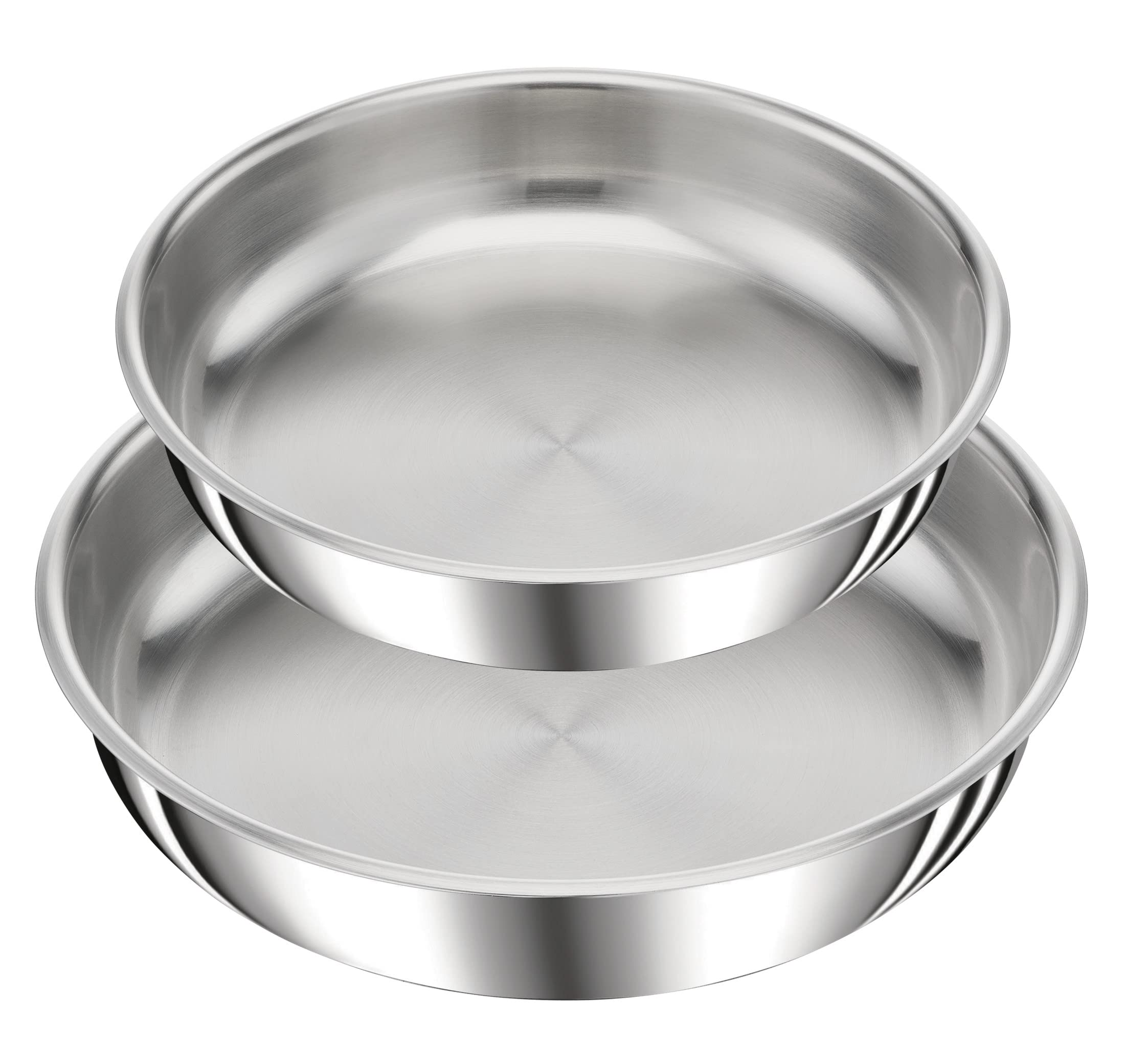 Tefal Ingenio Preference On - Juego de 2 Sartenes 24/28 cm + Mango extraíble, Apto inducción, sin antiadherente, acero inoxidable, apto lavavajillas y horno, apilables