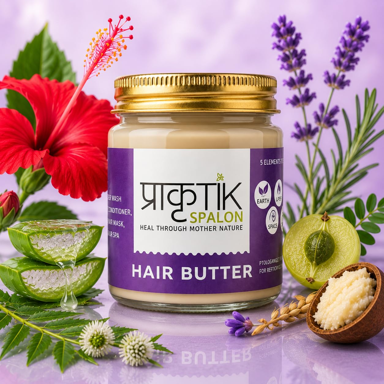Prakrutik Spalon Hair Butter | For Rough - Dry- Frizzy hair, Chemically Damaged hair, Deep Conditioning, Controls Frizzs , Hydrating Mask, With Shea butter, Ginger Amla Oil, Wheat Proteins, Hibiscus, Aloe vera, Amla, Neem, Bhringraj, Tea tree oil, Rosemary oil, Patchouli oil, 220 Gram-image-41