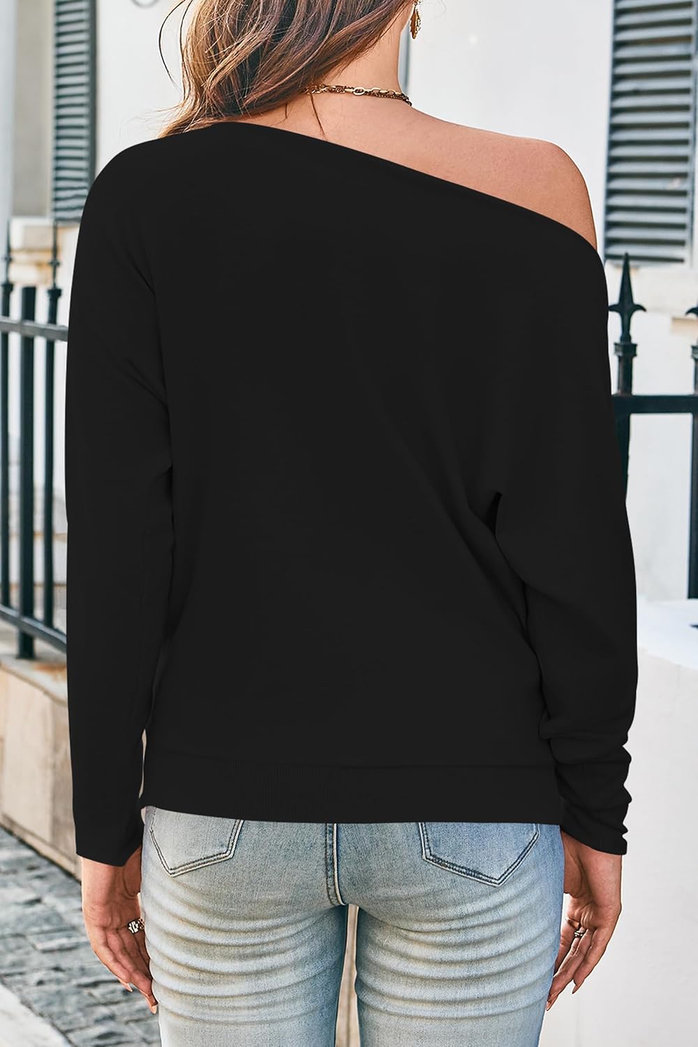 Cakulo Womens Off The Shoulder Sweater Batwing Long Sleeve Casual Knit Tops 2026 Lightweight Pullover Sweaters - Image 6