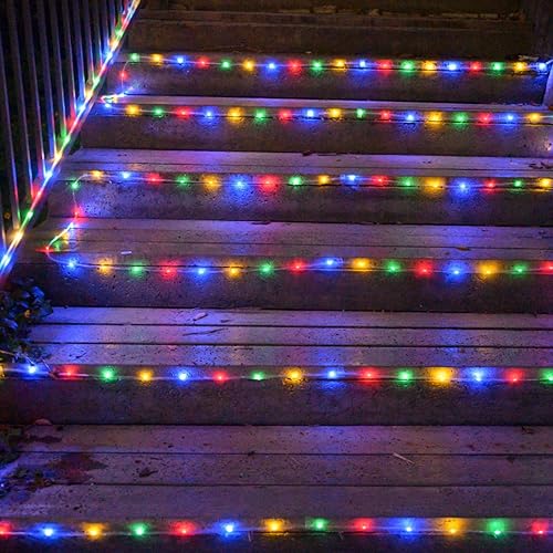 Miniatura 6 de Cuerda de luces solares para decoración al aire libre, 66 pies, 200 luces LED de Navidad, 8 modos y temporizador, tubo transparente, luces de cama