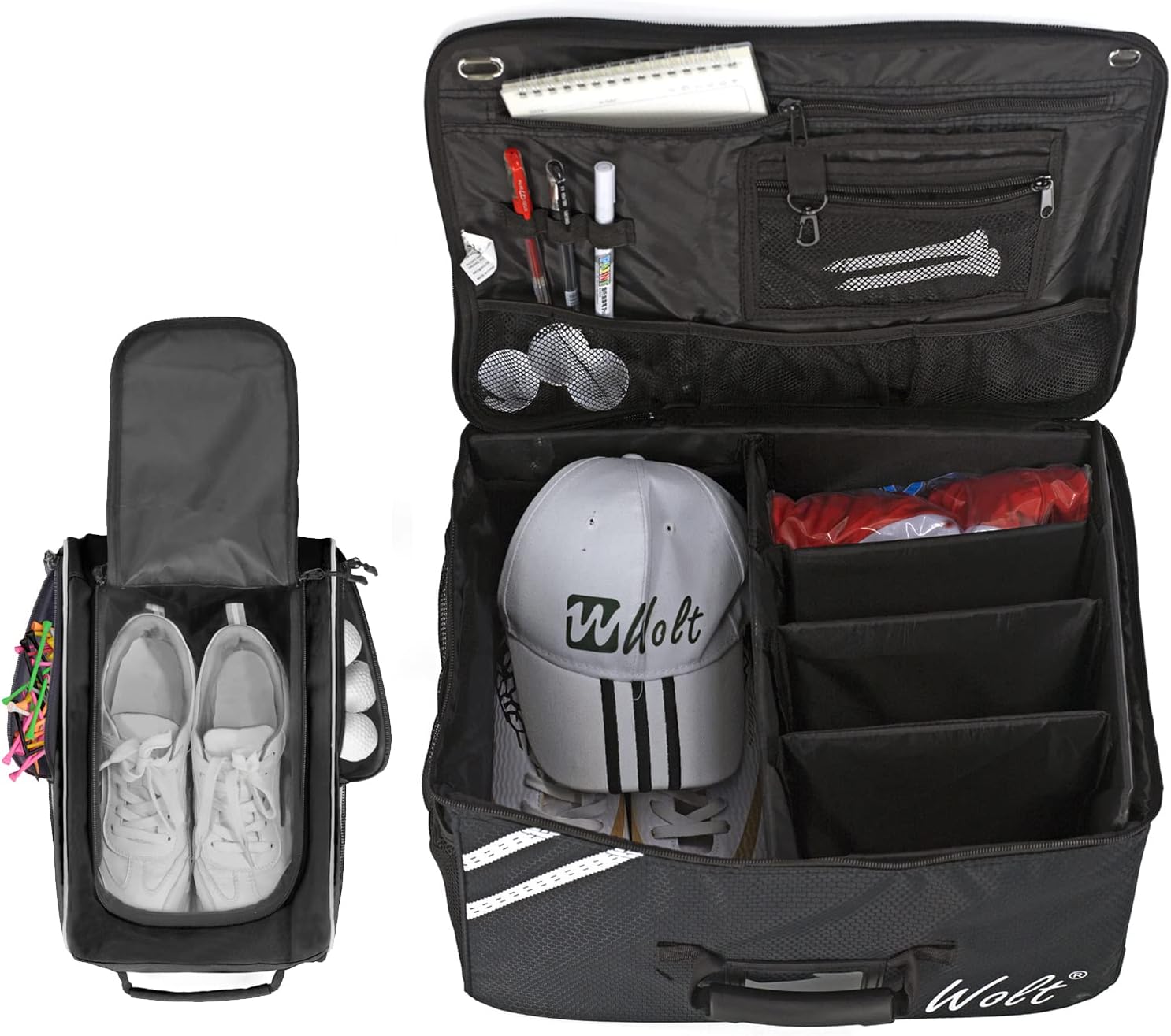 WOLT| Golf Trunk Organizer Storage - Waterproof Car Golf Locker Travel Storage Bag, Golf Shoe Bag for Travel- Zippered Shoes Carrier Bags with Ventilation & Double Outside Accessory Pocket