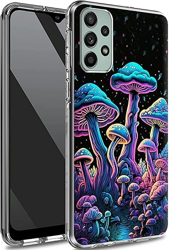 Rossy Funda para teléfono Samsung Galaxy A32 5G Galaxy A32 5G Funda transparente con patrón de hongos mágicos para mujeres y hombres, funda