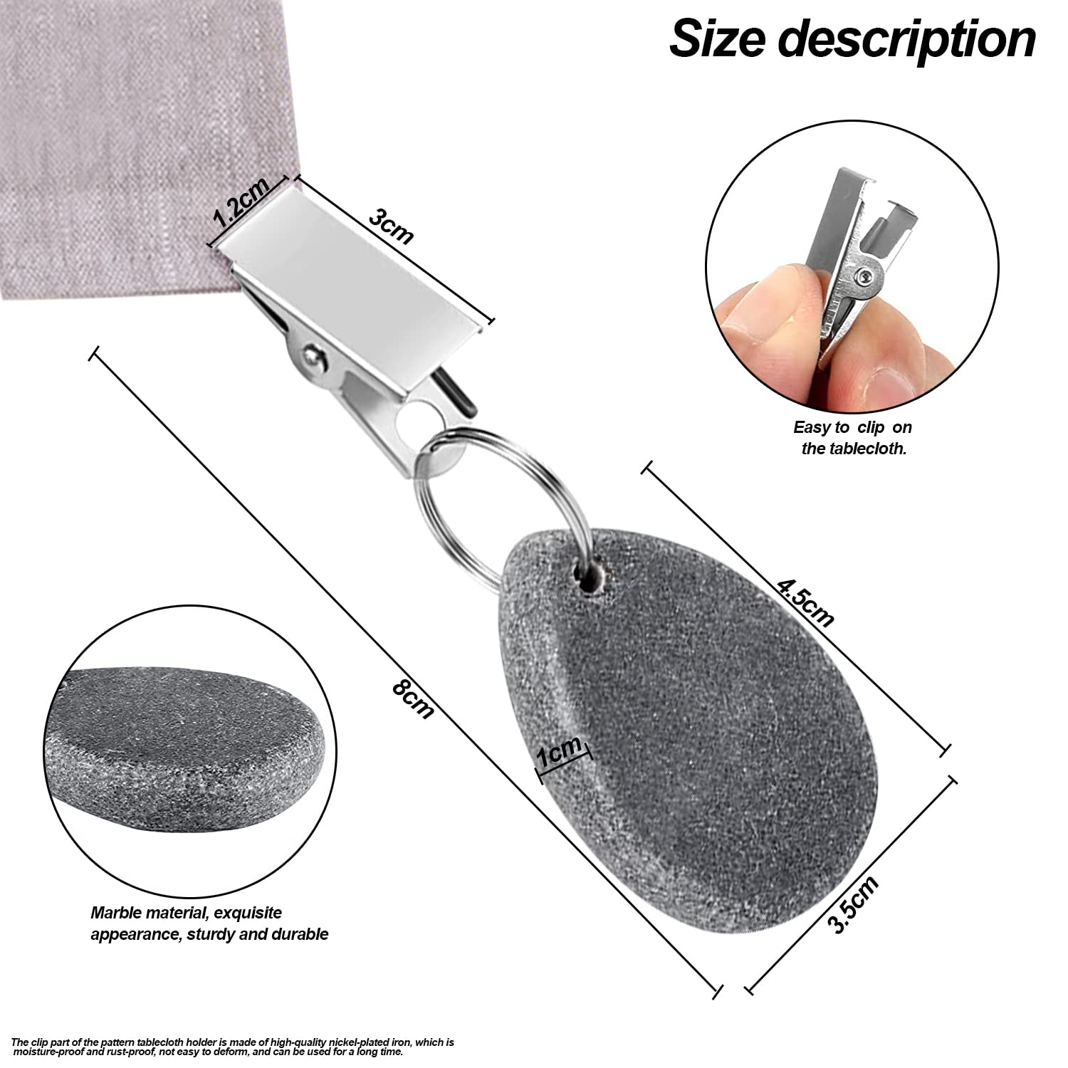 WZHHDM Tischdeckenbeschwerer 8 Stück - Naturstein Mit Clip Für Garten & Party