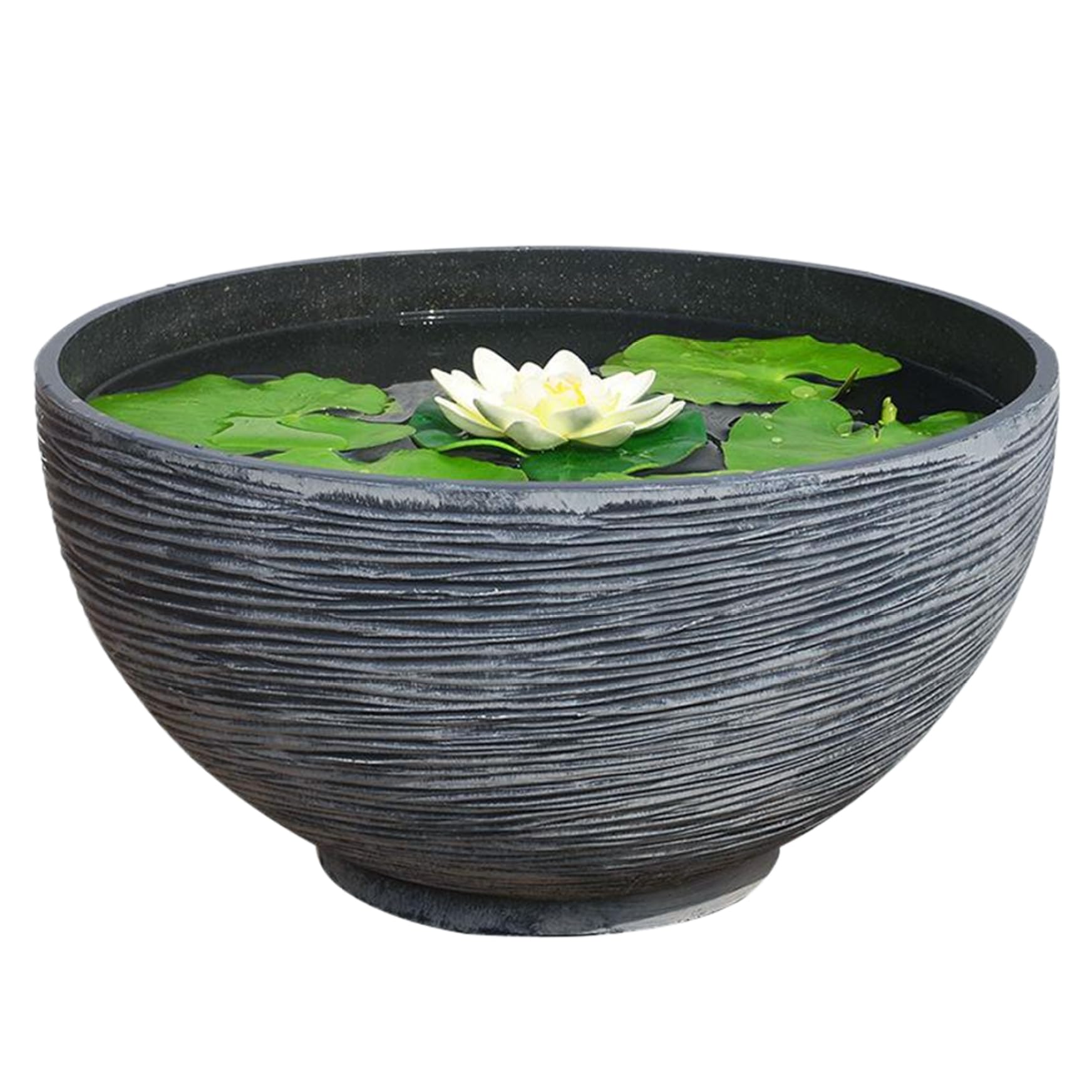 Takingup Floating Plant Pot Exquisite Large Lotus Bowl Planter 14x7x7 Outdoor Round Water Lily Pots for Desks Banquet Halls Living Rooms Grey - Water Lily Bowl