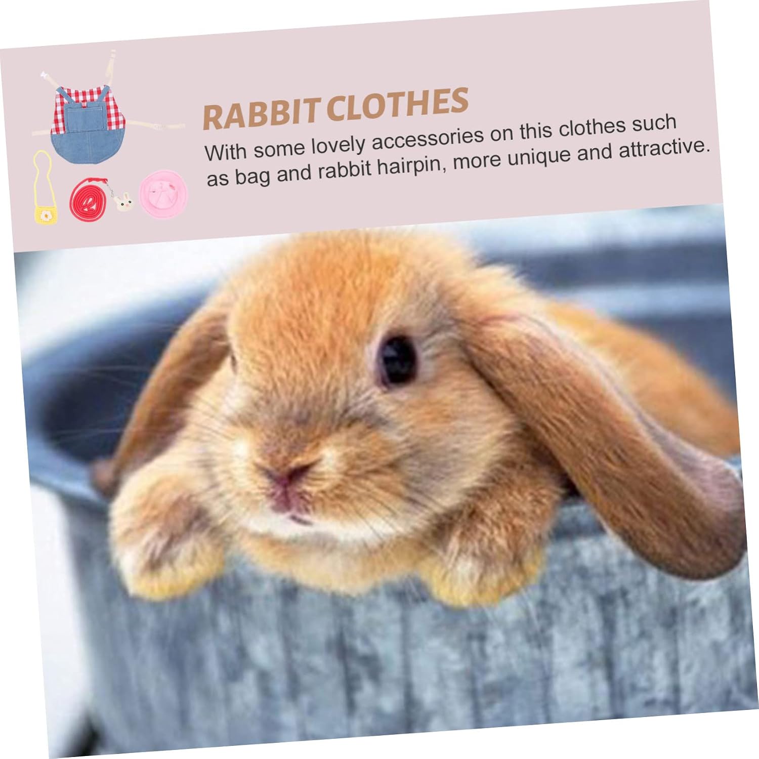 1set Adorable Bunny Outfit Set Hat and Traction Rope Lightweight Rabbit Clothing for Pets for Special Occasions and Photoshoots Cute Plaid Design