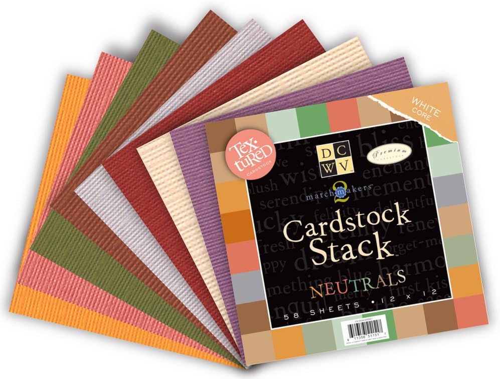 DCWV Cardstock Stack, Match Makers Neutrals, 58 Sheets, 12 x 12 inches, Black