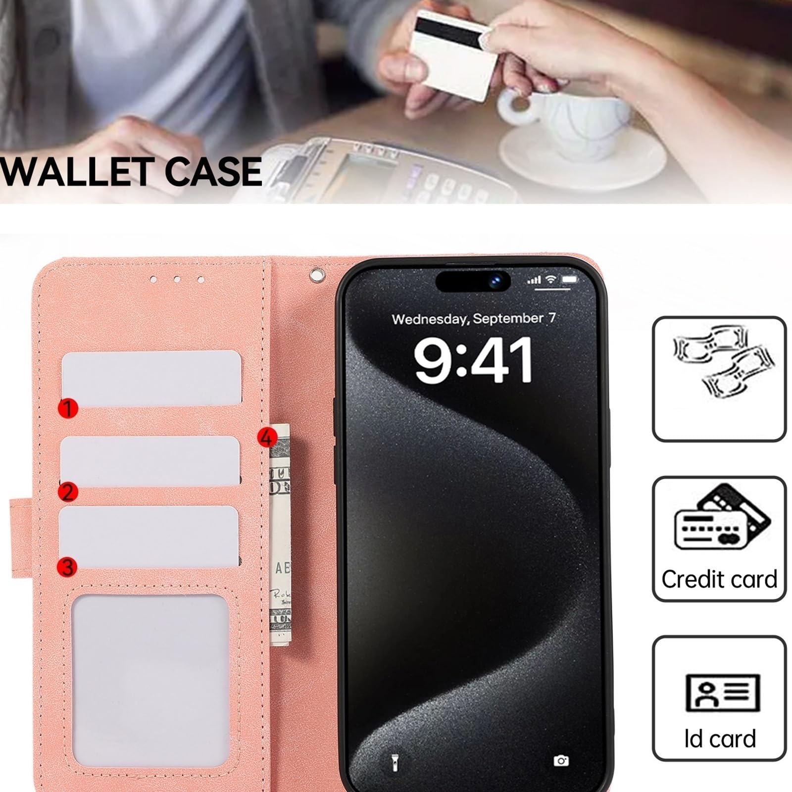 Generisch Etui do iPhone 17 Pro Max / 17 Pro / 17 Air/17, skórzane etui z klapką, etui na telefon komórkowy, odporne na uderzenia, ze stojakiem (zielone, 17 Pro Max)