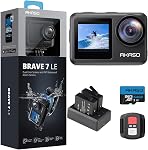 AKASO Brave 7 LE 4K60FPS 20MP WiFi Action Camera with Touch Screen EIS 2.0 Zoom Remote Control IPX7 131 Feet Waterproof Camera Support External Microphone with 64GB U3 MicroSDXC Memory Card