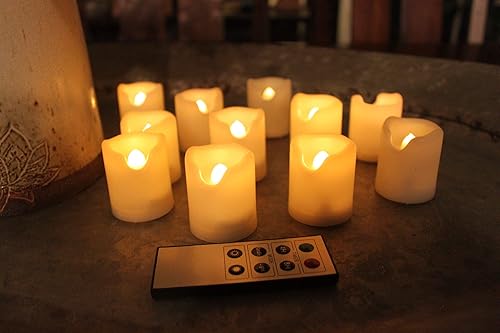 Miniatura 5 de Juego de 12 velas votivas sin llama con control remoto y temporizador, velas alimentadas por batería, velas de té, baterías incluidas