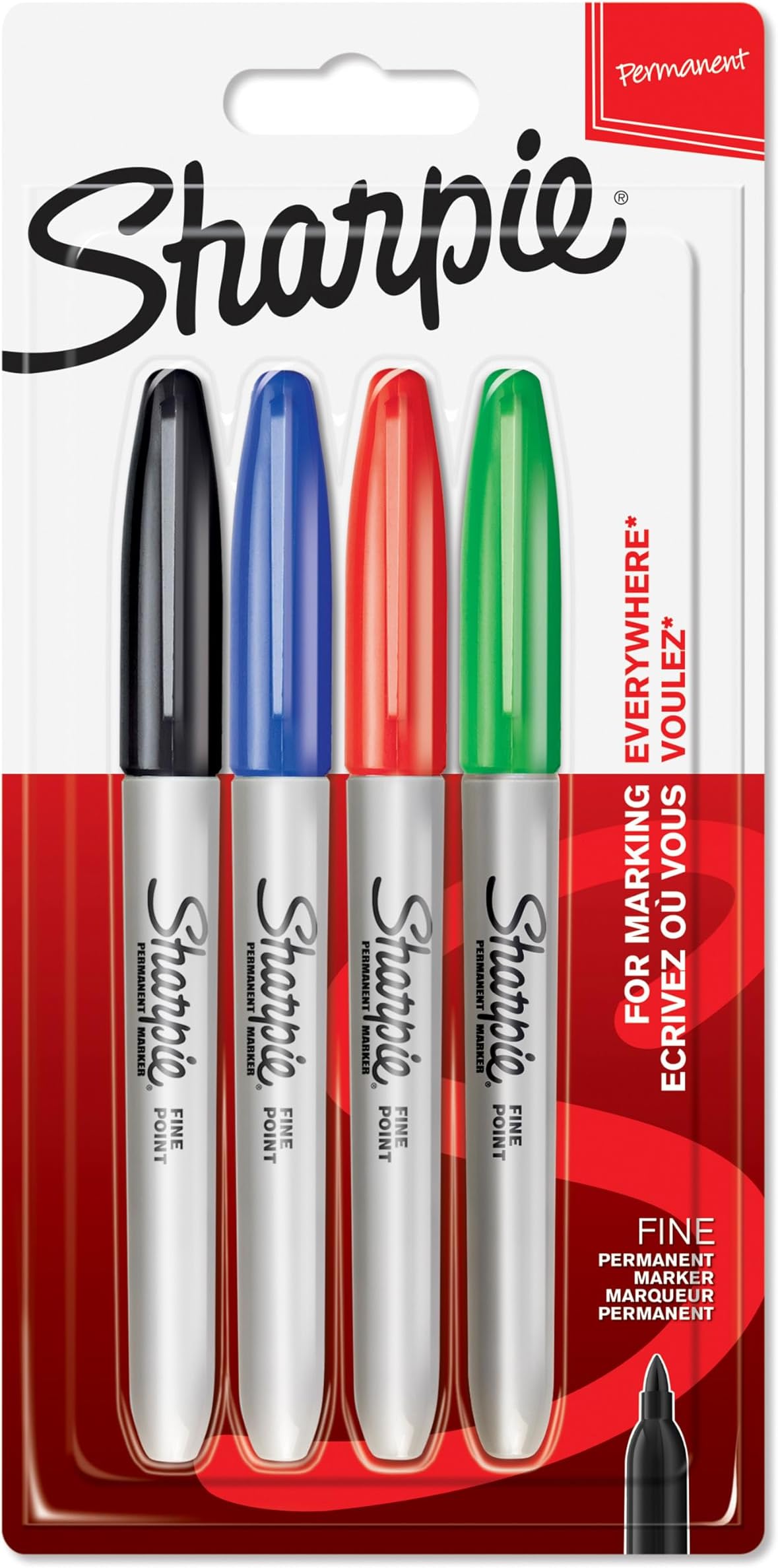 Permanent Markers | Fine Point for Bold Details | BlackBlueRed and Green Ink Colours | 4 Marker Pens