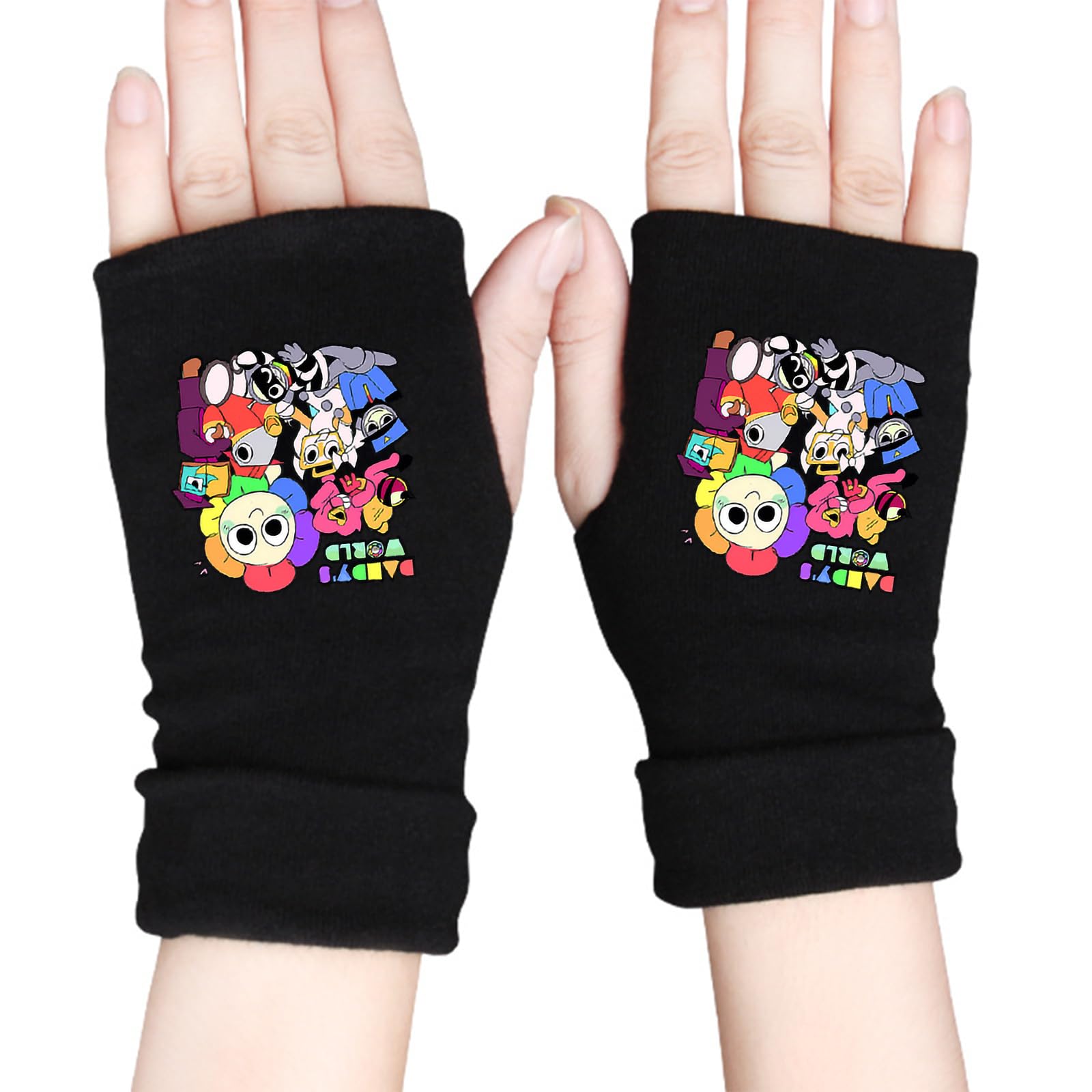 Elie&Eason Dandy's World Winter Gloves Children Furry Gloves, Kawaii Plush Warm Glove, Half Finger Glove for Teens, Warm Half Finger Knitted Soft Lining
