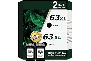 Remanufactured HP Ink 63XL 63 XL Black Ink Cartridges 2-Pack