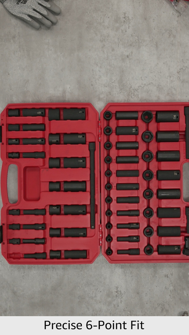 TEKTON 3/8 Inch Drive 6-Point Impact Socket Set, 72-Piece (1/4-1