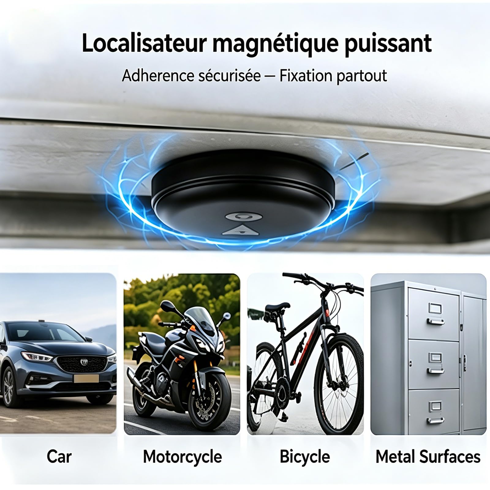 Traceur GPS Voiture,Magnétique Smart Tag Tracker,Traceur caché localisateur,Traceur sans Abonnement,Étanche IP67,Compatible avec iOS et Android,pour Véhicules/clés/Moto/Bagage/Enfant/Wallet-