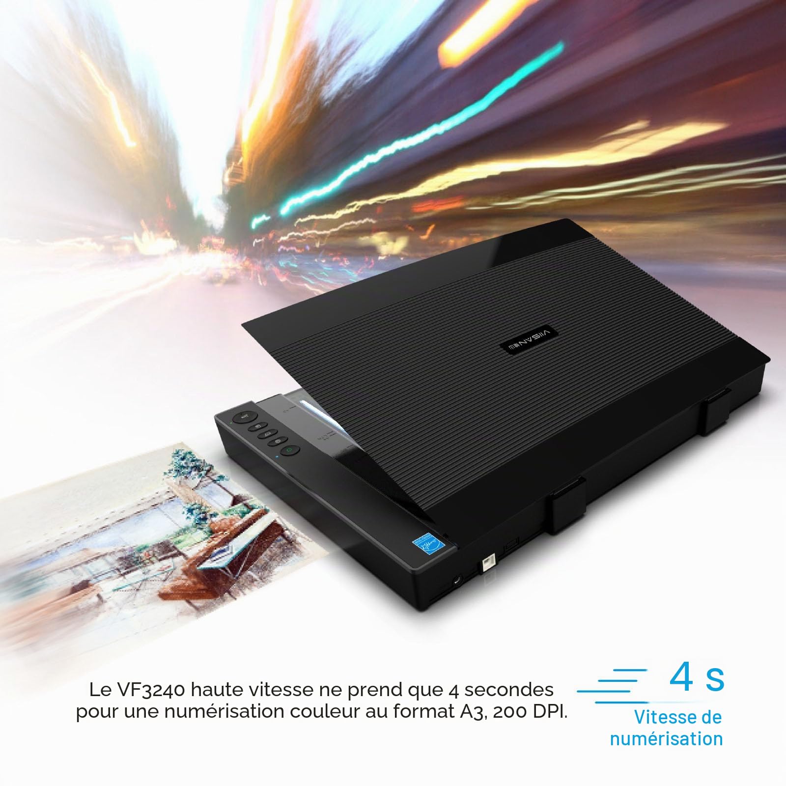 Viisan VF 3240, Scanner Plat Din-A3. Max. Résolution : 2400 x 2400 dpi. Compatible avec Windows et Mac Pilote Disponible