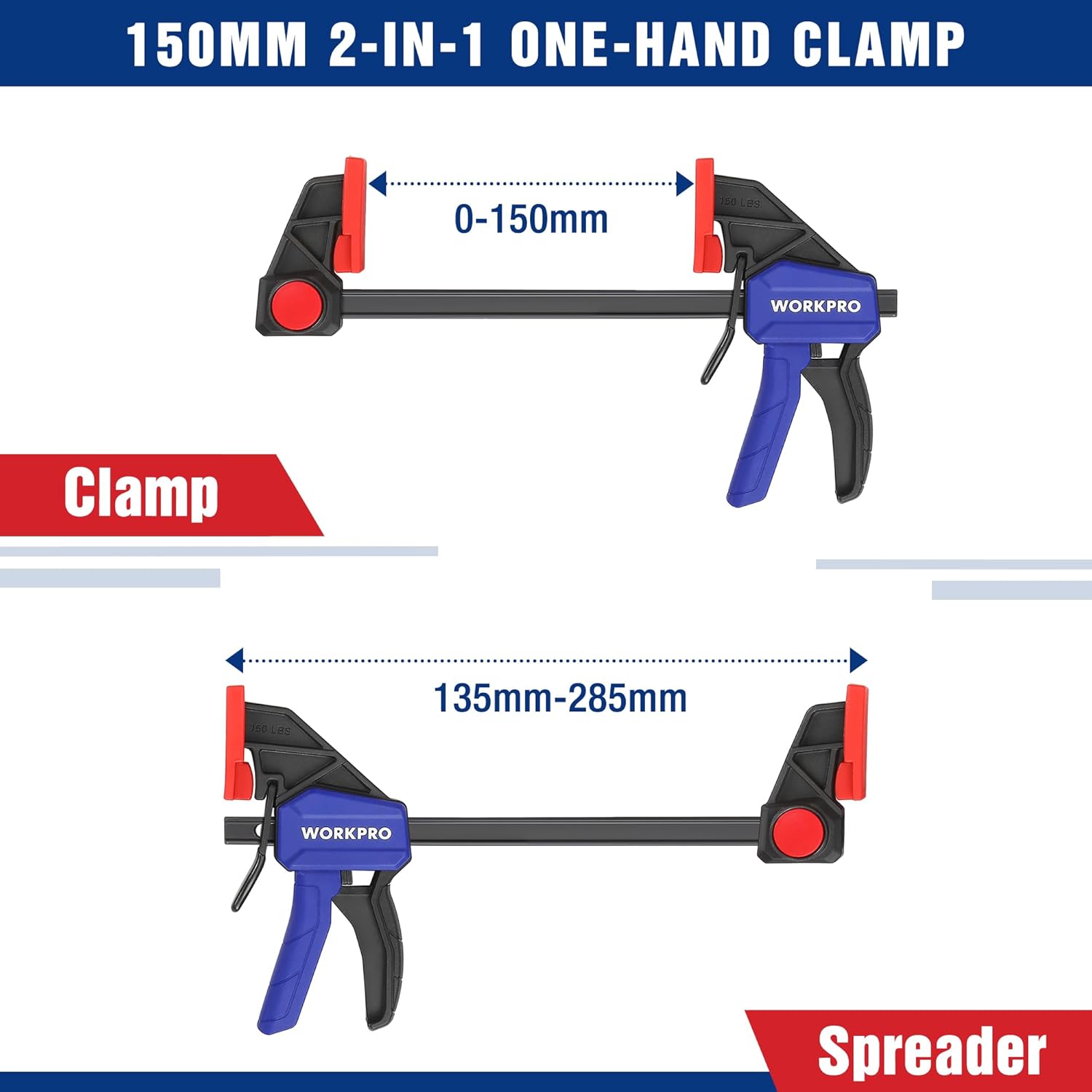 WORKPRO 150mm Ratchet Bar Clamp Set, 285mm Spreader, Quick Release and One-Handed Clamp, Ideal for Woodworking and DIY Projects, 2-Pack 4 71nUIsb2e7L. AC SL1500