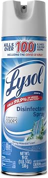 Lysol Disinfectant Spray, Household Cleaning Supplies, Disinfecting Multi-Purpose Room Spray, Antibacterial Sanitizer, Deodorizer, Kills Hantavirus, Spring Waterfall, 19 Fl Oz