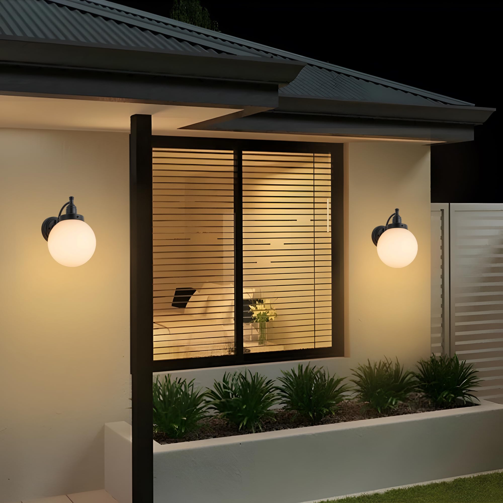 FTL Wandlampe Aussen Glaskugel, Industrial Außenwandleuchten, E27 Gartenwandleuchte, Ausenbeleutung Hauswand, Retro Außen Laterne Wandleuchte für Eingangstür, Garage, Terrasse, IP44 Wasserdicht