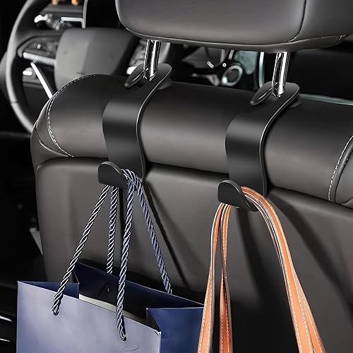 Miniatura 6 de Paquete de 4 ganchos para reposacabezas de asiento de automóvil, soporte organizador universal para asiento de automóvil (negro)