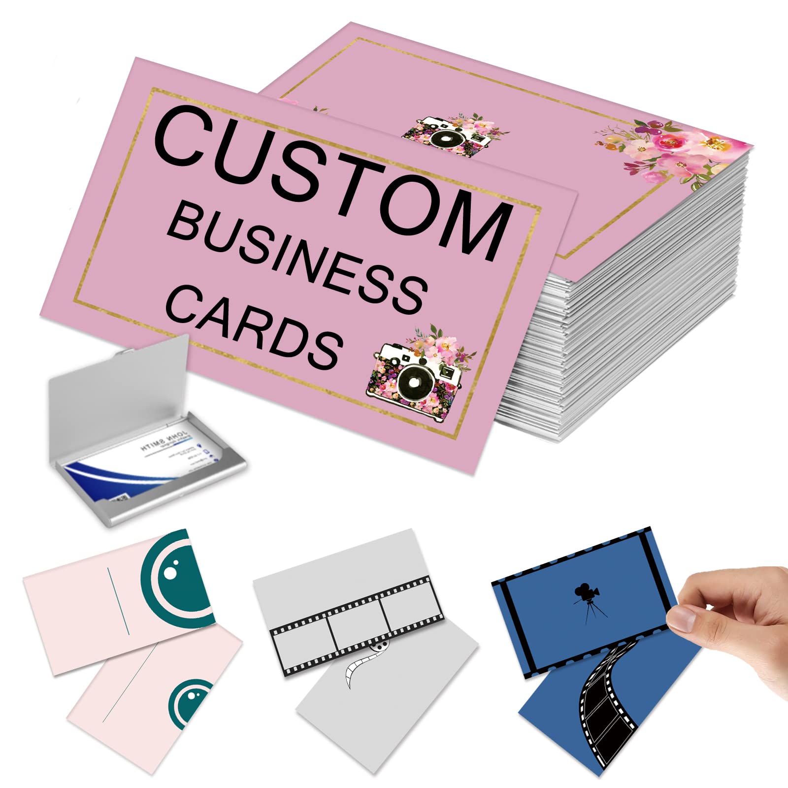 Business Cards Personalised, Personalised Business Cards with Logo/Text Double Sided Print Business Cards Waterproof 300gms for Company, Small Business