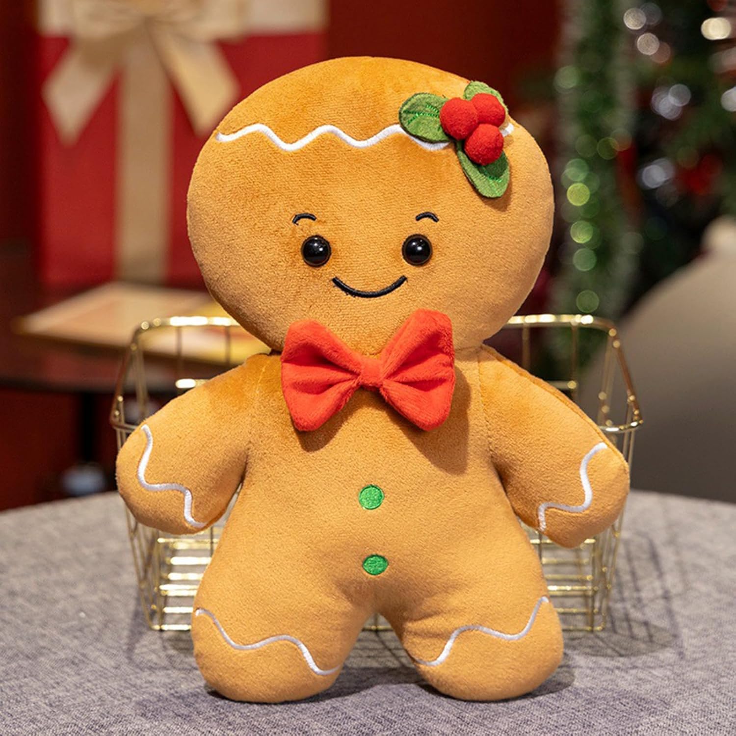 GOUTO Christmas Gingerbread Man Pillow, Stuffed Gingerbread