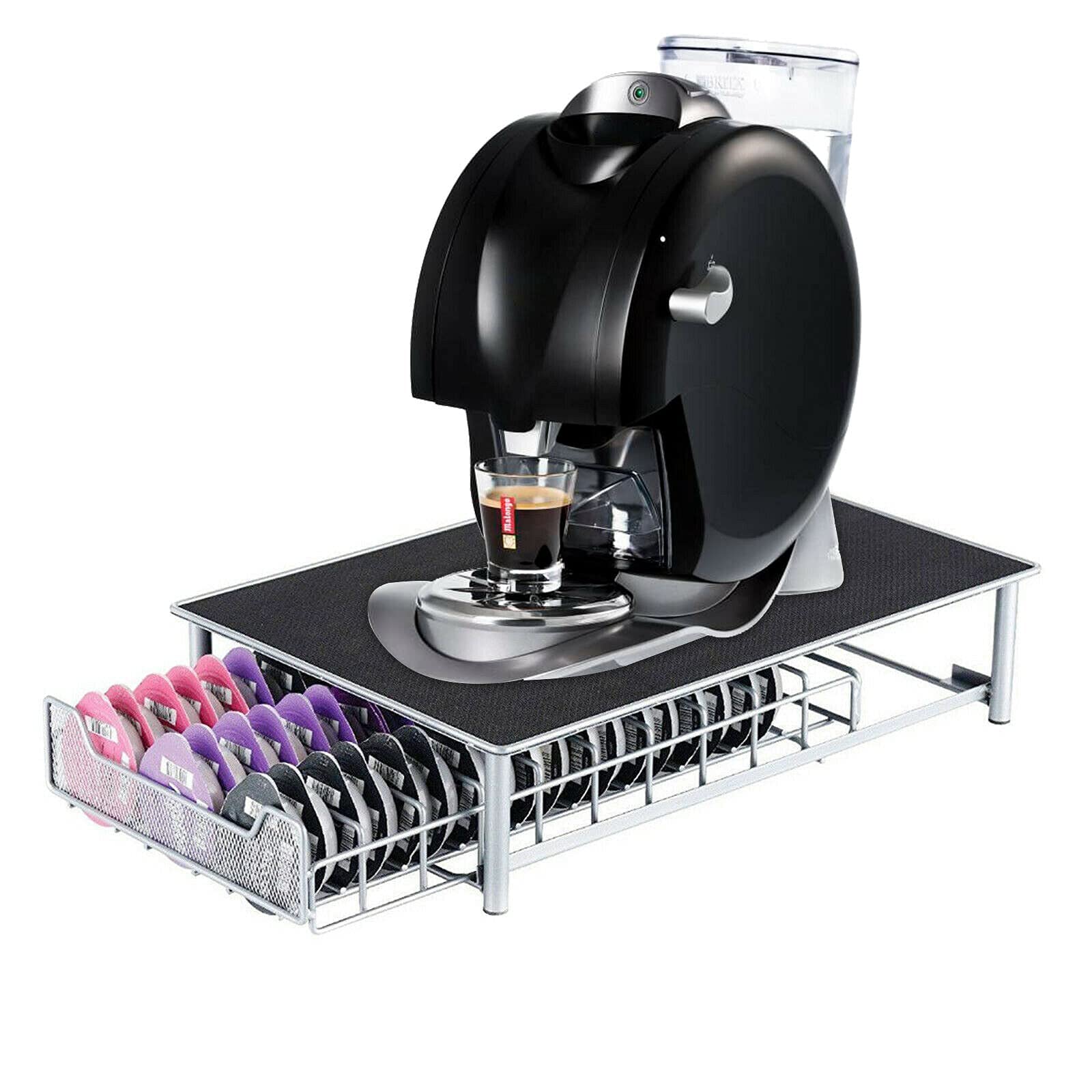 Kapselschublade für 60 Kapseln – platzsparender Kapselständer & Stapelständer mit integrierter Ablage für Kaffeevorrat und Zubehör – ideal für Küche oder Büro