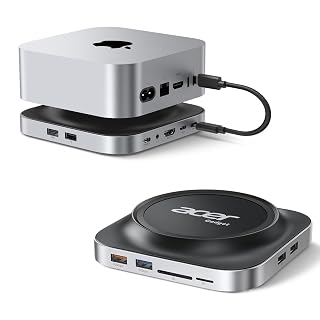 Acer Gadget Mac Mini M4 Dock, 8TB M.2 NVMe/SATA SSD Enclosure & Stand, 4K@144Hz HDMI, 10Gbps USB-C & USB-A Hub, SD/TF Card Reader, 3.5mm Audio, Aluminum Docking Station for Mac Mini M4 & M4 Pro, Black - Amazon product rated Grade A