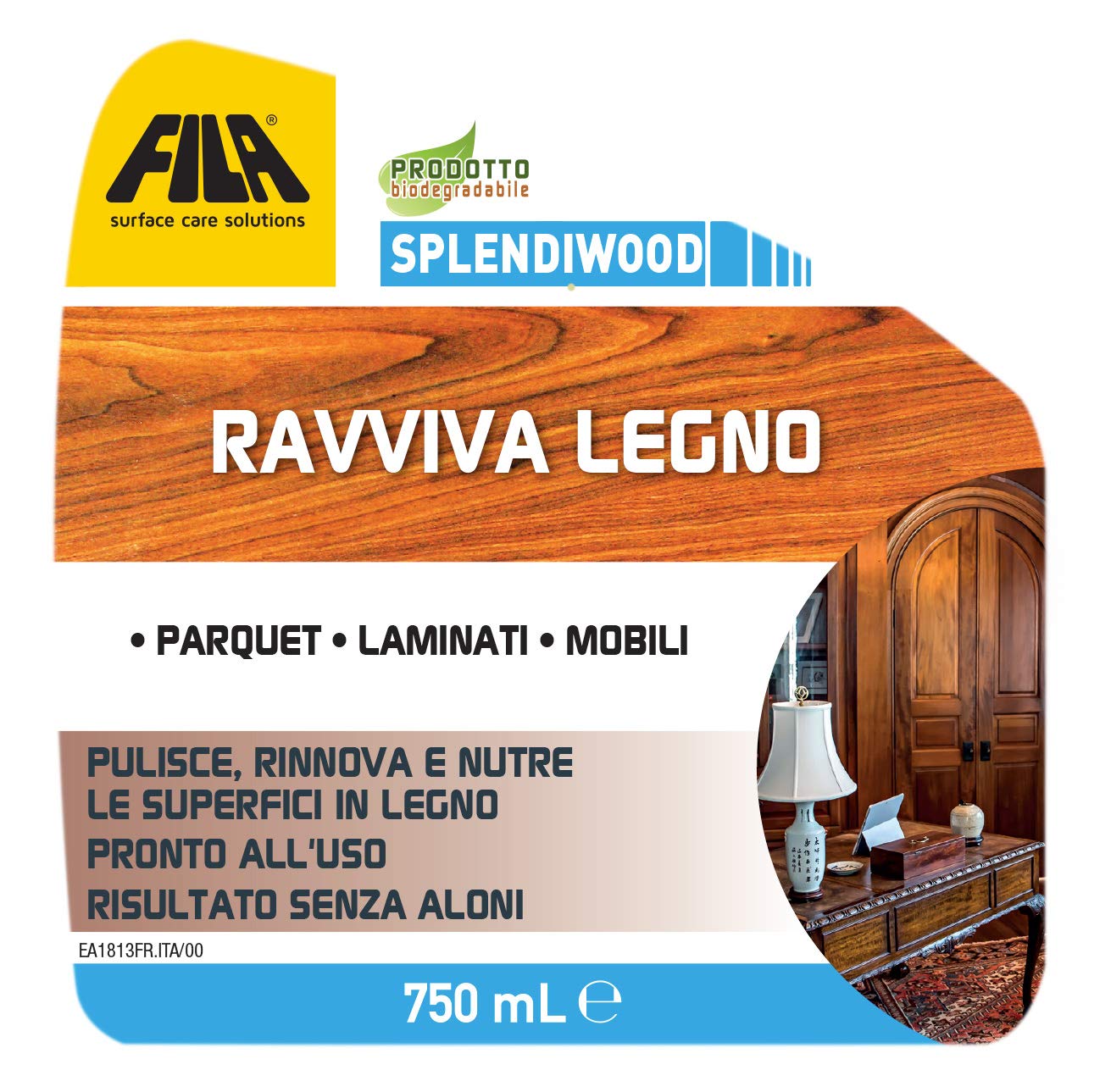 FILA Surface Care Solutions, SPLENDIWOOD, Detergente Spray per Legno, 750ml