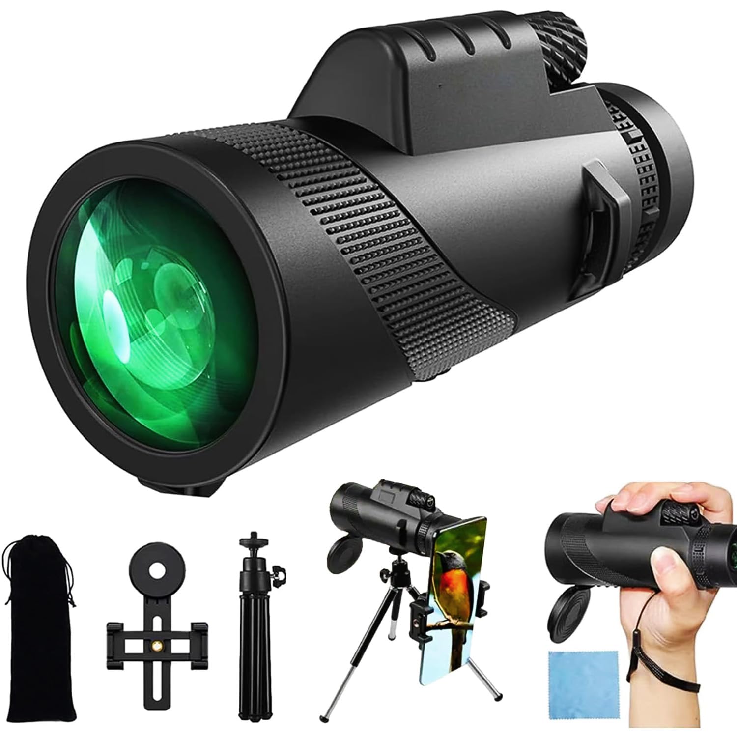 80 x 100 Monocular, High Magnification, Smartphone Compatible, Telescope, Bak4 Prism, High Transmittance, Waterproof, Wide Angle Lens, Telescopic Tripod, Small, One Hand Operation, Quality Visibility