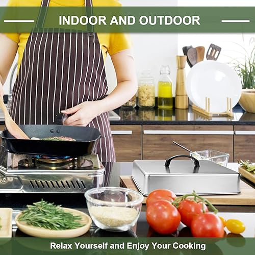 Miniatura 7 de Accesorios de plancha para Blackstone, cubierta rectangular resistente de grado comercial, cúpula de fusión de quesos de acero inoxidable y cubierta
