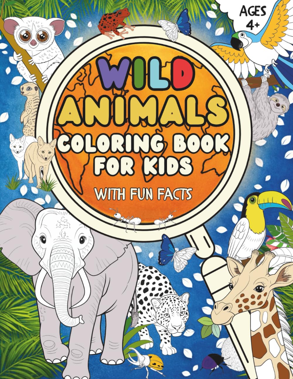 Wild Animals Coloring Book for Kids: Discover Jungle and Savanna Animals with Fun Facts (Ages 4+)