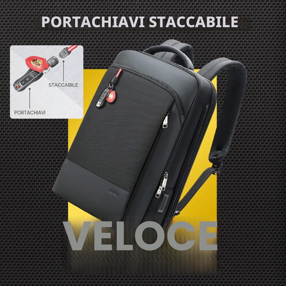 BOPai Computer Portatile da 15,6 Pollici, Convertibile, con Scomparto di Aumento, antifurto, Ricarica USB e Resistente all'Acqua, Zaino da Viaggio Multifunzione, da Uomo, Nero