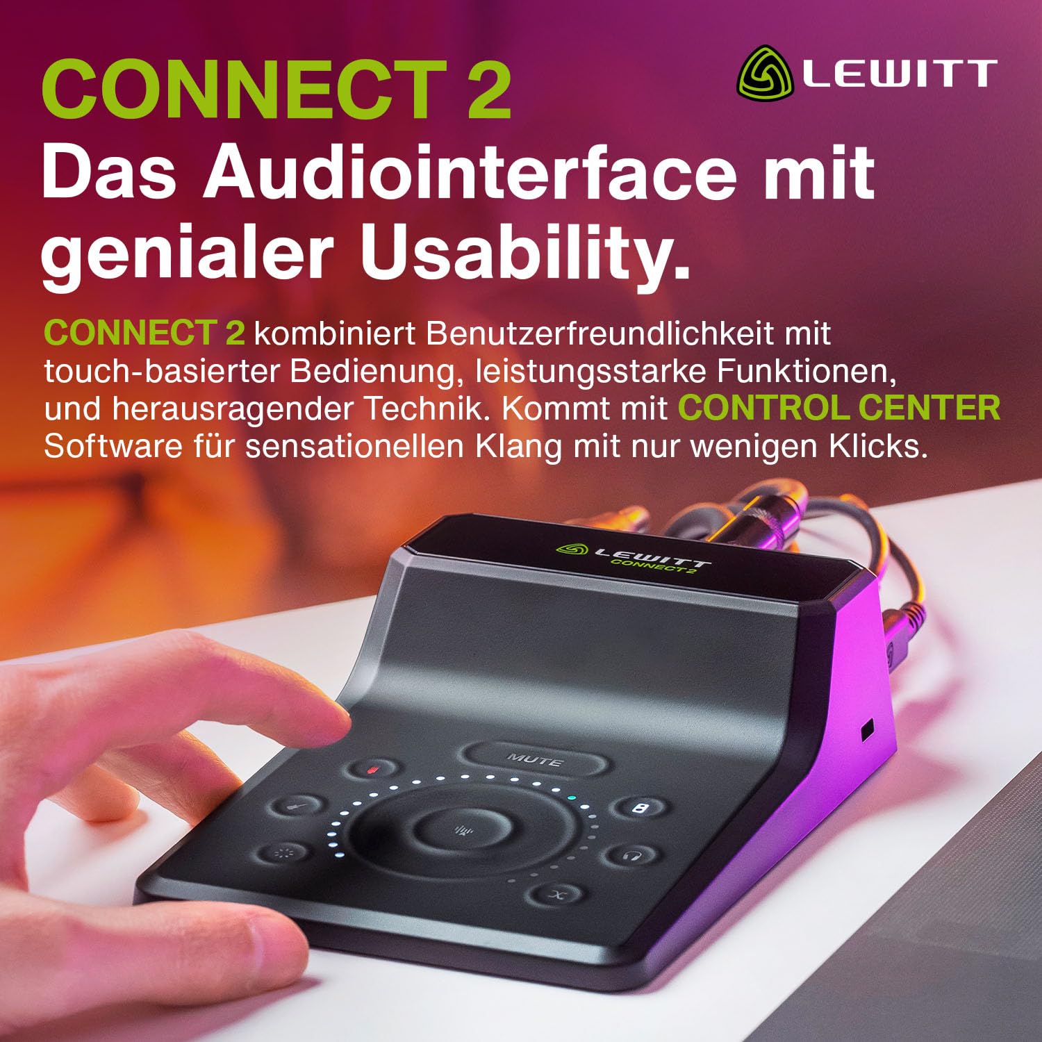 CONNECT 2 - Das benutzerfreundlichste Audio-Interface mit XLR- und Hi-Z-Eingang - Sensationeller Sound mit nur wenigen Klicks - Autosetup, Clipguard, Compressor, Denoiser - 3 Preamp-Sounds
