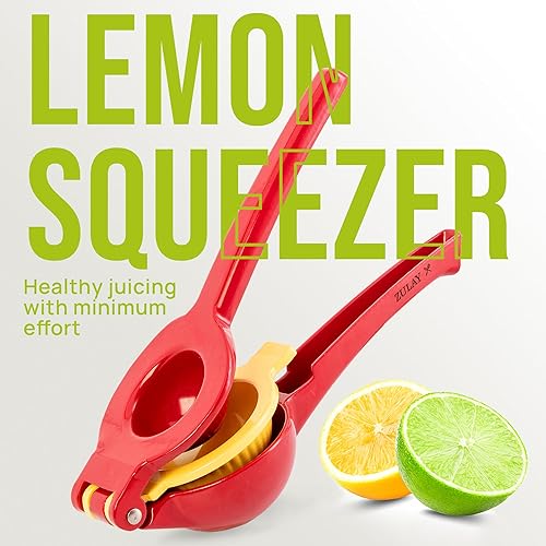 Miniatura 7 de Zulay Kitchen Exprimidor de limón 2 en 1 de metal, exprimidor de mano de extracción máxima resistente, exprimidor de limón que recibe hasta la