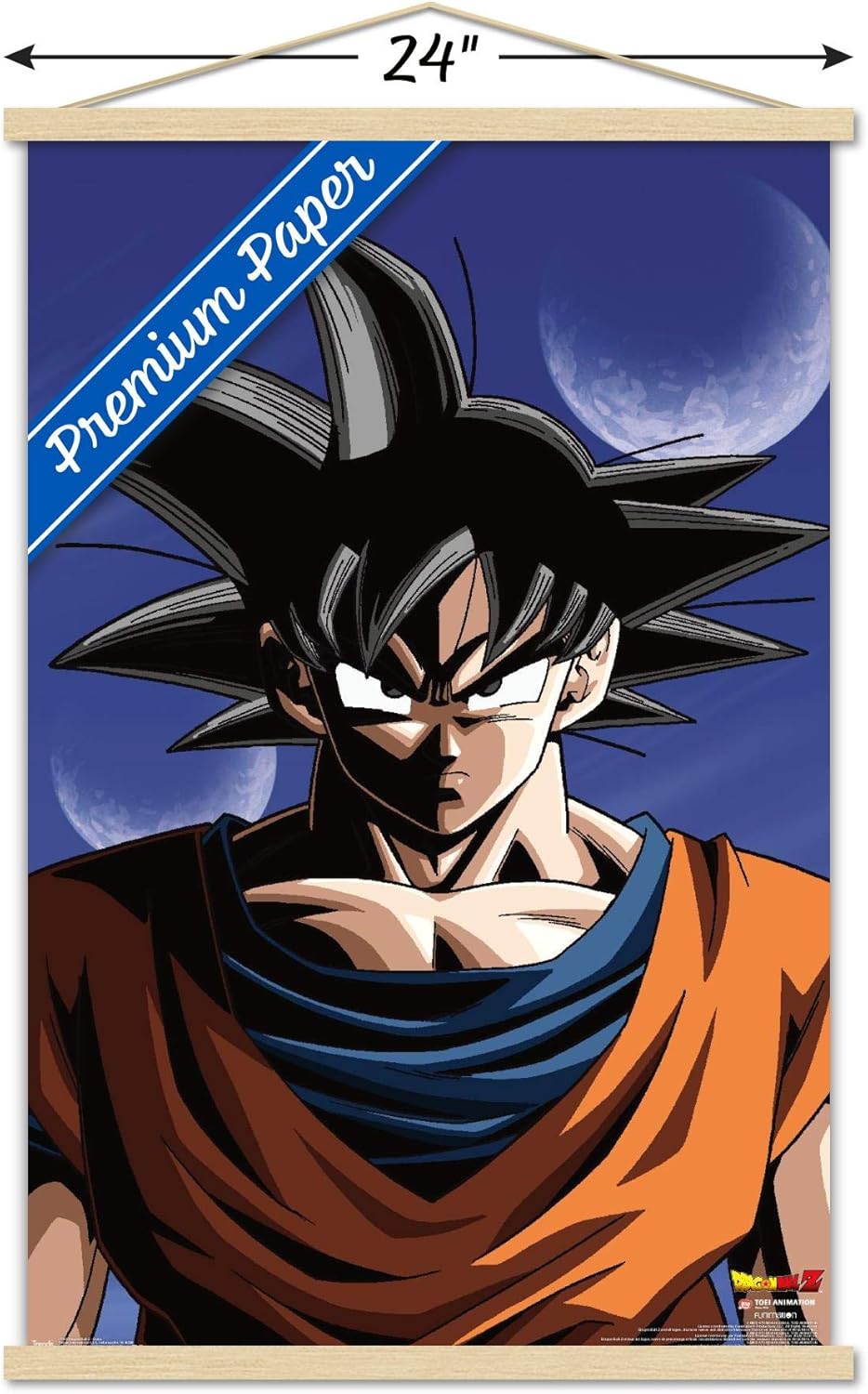 Trends International Dragon Ball Z - Goku Wall Poster, 22.375" x 34", Premium Print and Beechwood Hanger Bundle
