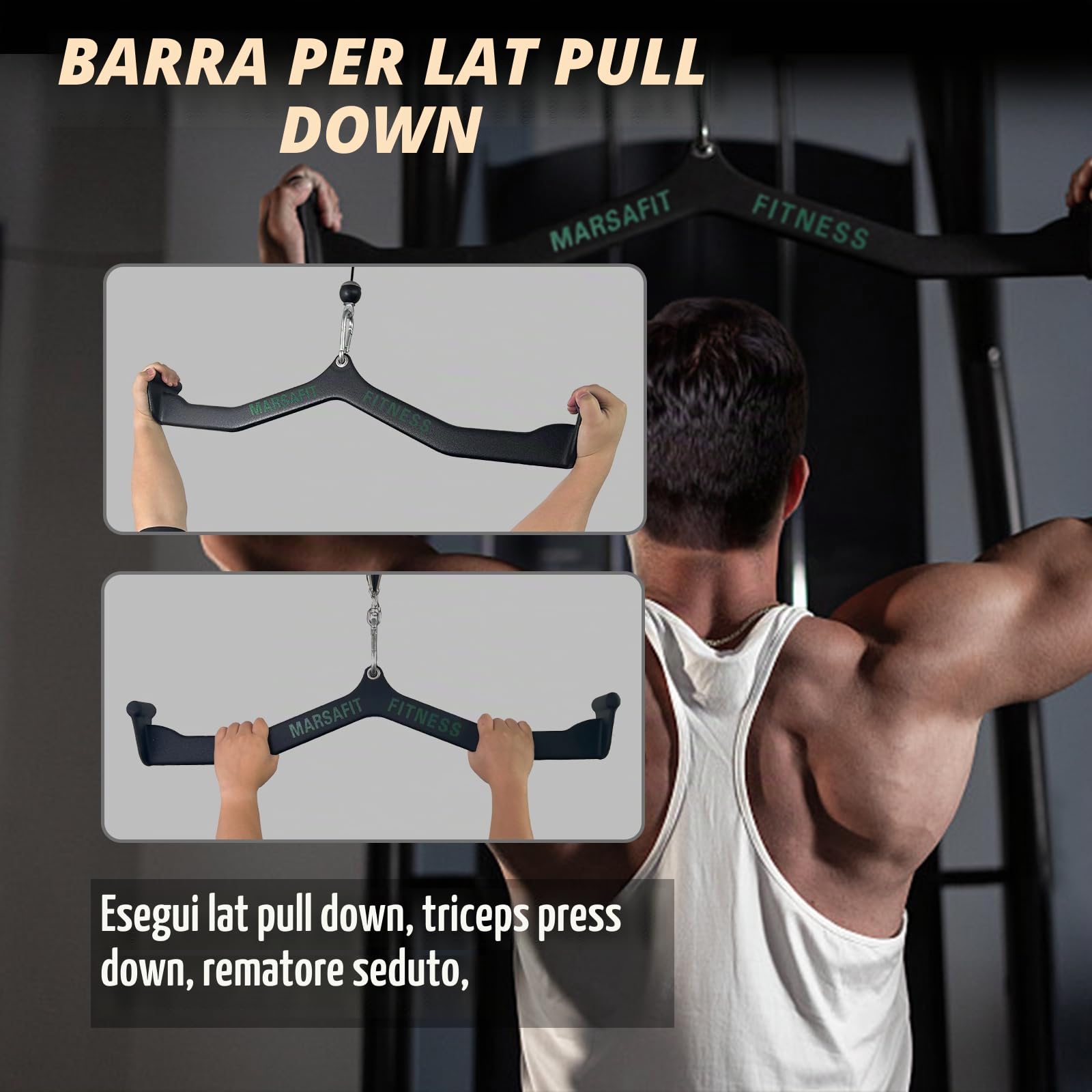 MARSAFIT Barra a T per casa, palestra, fitness, canottaggio, barra di trazione per bicipiti, tricipiti e tricipiti