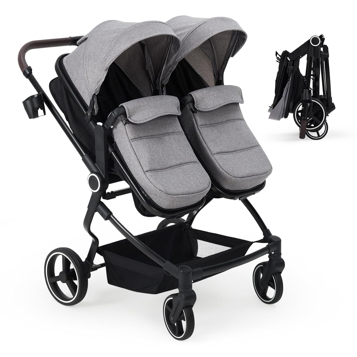 Zwillingsbuggy 0-3 Jahre Leicht Handlich Doppelkinderwagen Sonnenschutzsegel Double Pushchair