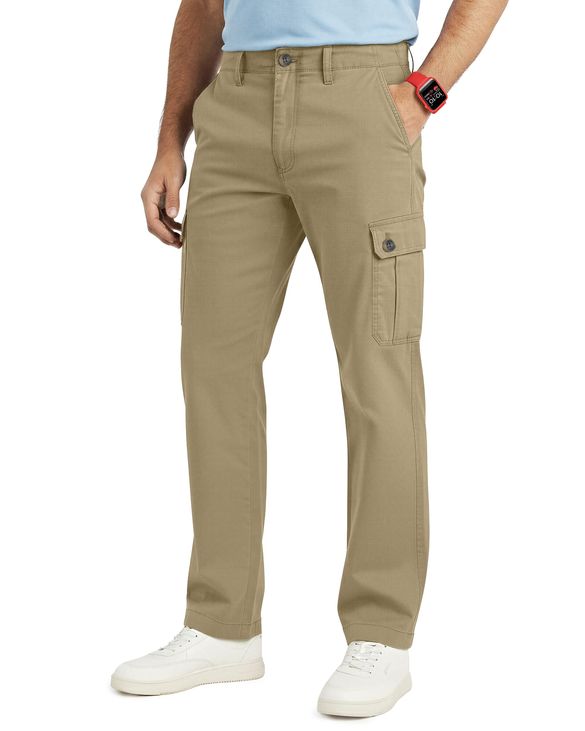 ny threads men cargo pants relaxed fit casual cotton hiking work pants, 40w x 30l, dark khaki