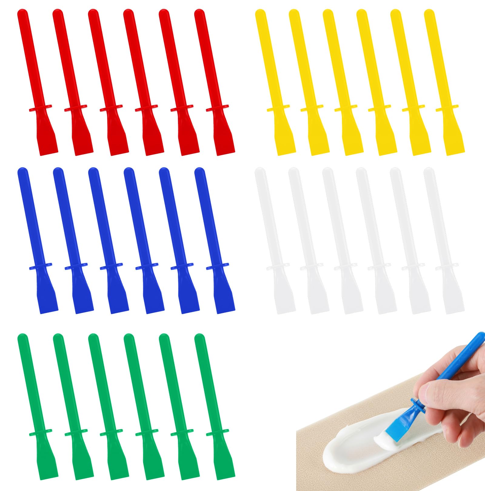 Classicseali 30PCS Glue Spreaders,Glue Spreaders for Pva Glues, Colored Plastic Smear Spreader,Easy to Store and Carry, Ergonomic Handle,for Handmade DIY Art,Leather Craft,and Woodworking Projects