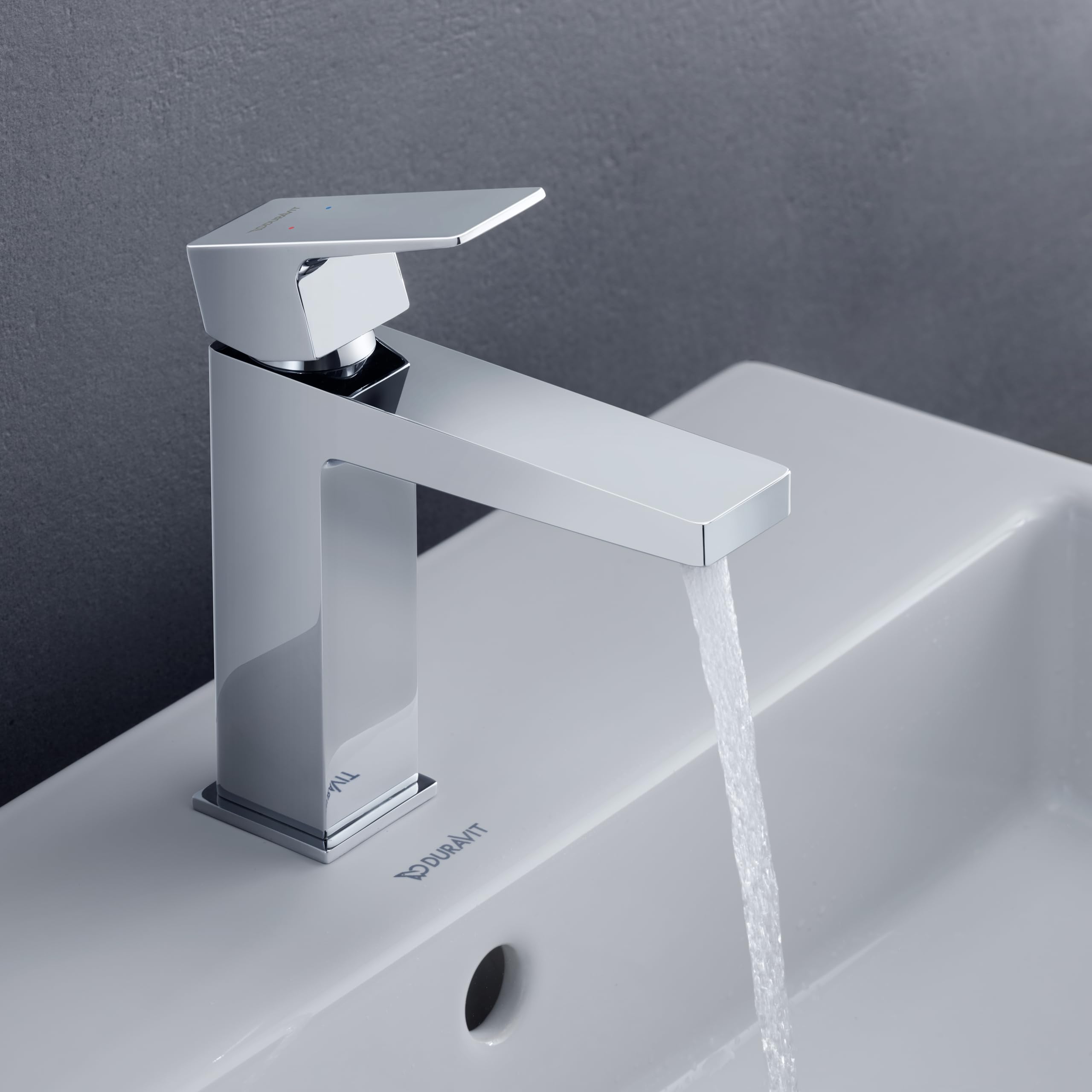 Duravit Manhattan Waschtischarmatur Größe M – Schwarz Matt, Mit Zugstangen-Ablauf, AirPlus & EasyClean