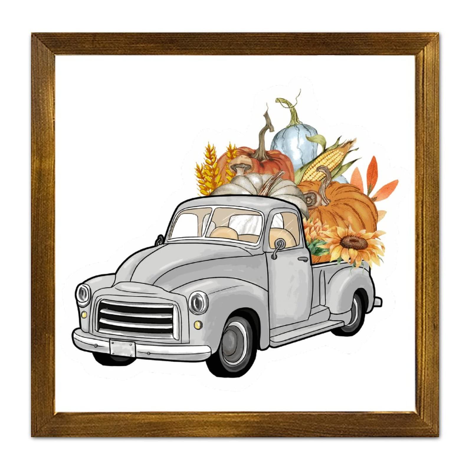 Décoration murale amusante Happy Fall en bois et argent pour chambre