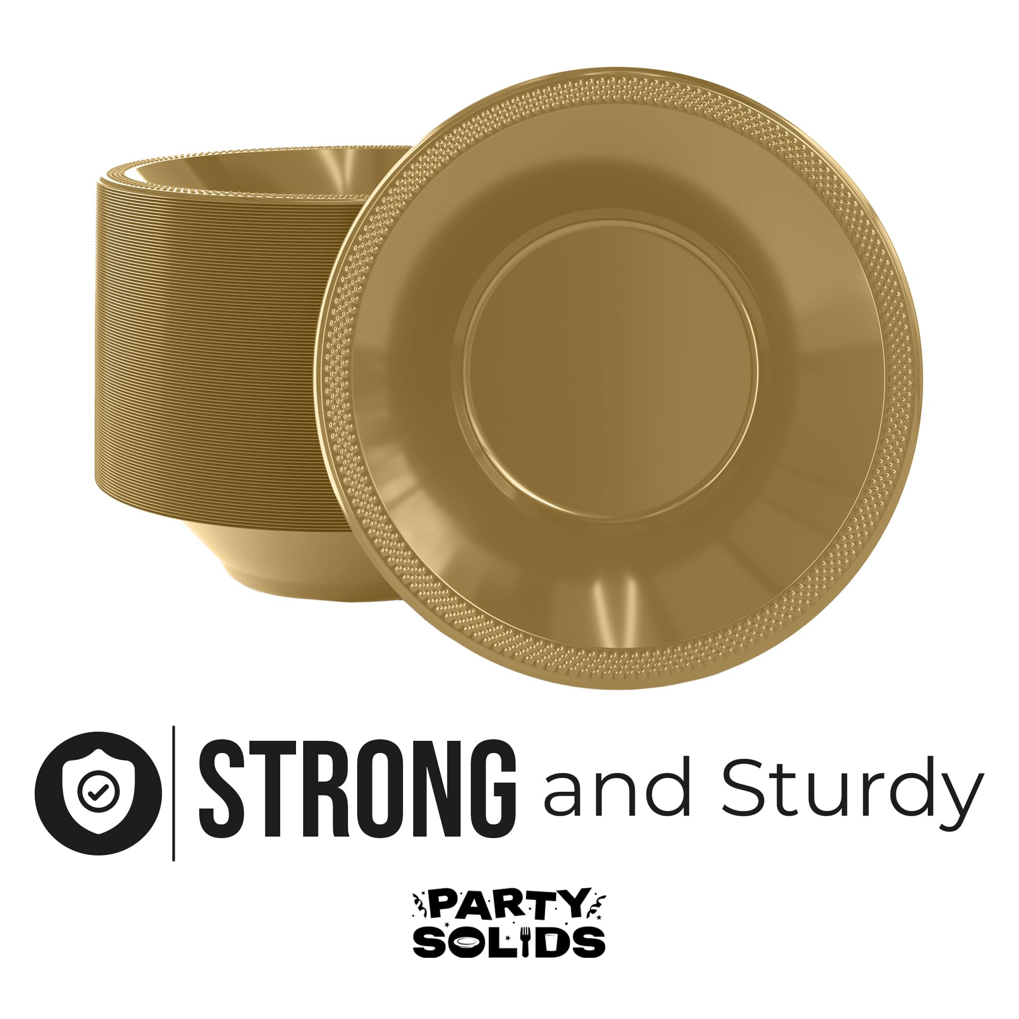 Gold Plastic Bowls - 100 Disposable Soup Bowls -3