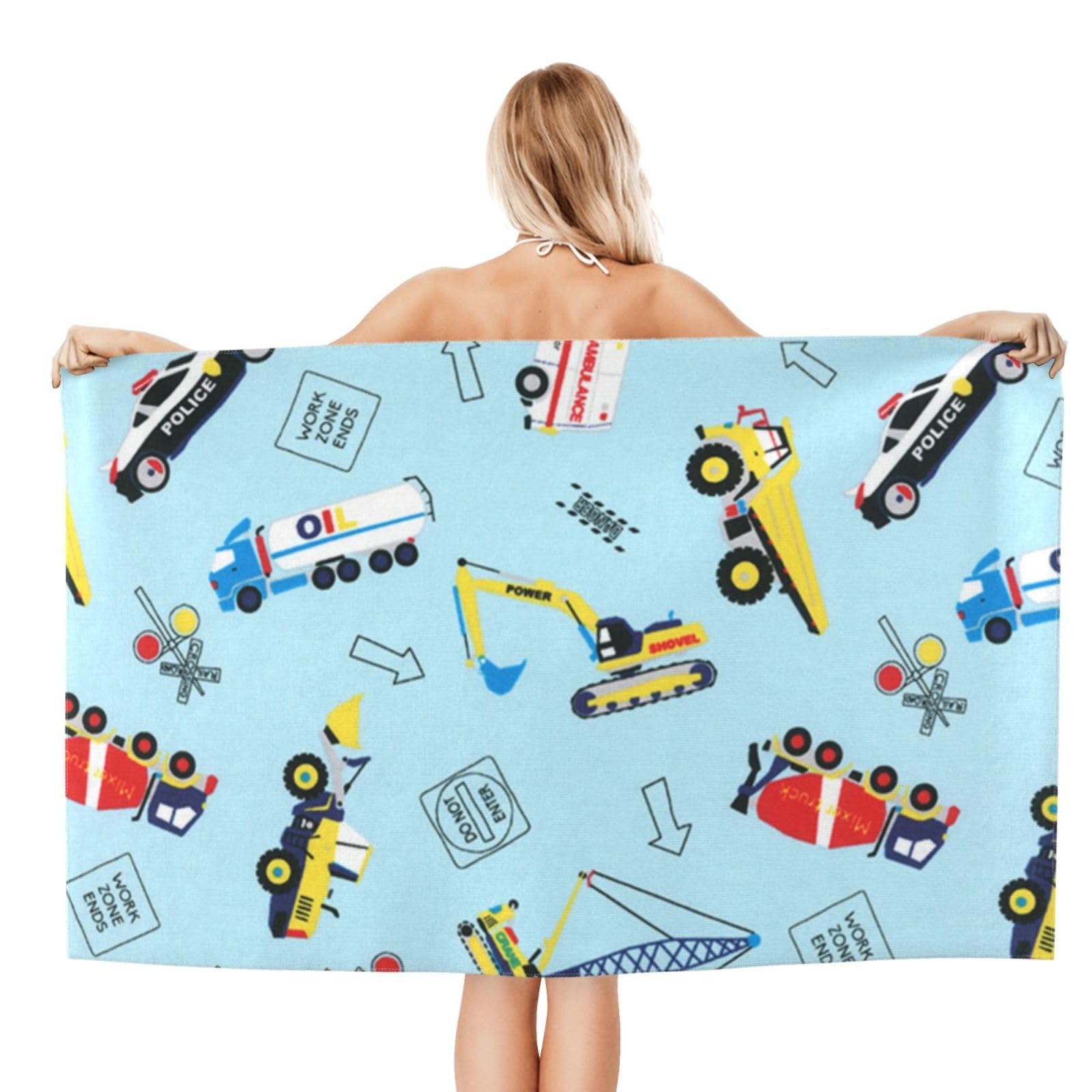 専用♥お年玉超特価❤みかん＊柔ふわ❤ヘアドライタオル♥はたらく車⭐ Amazon｜働く車柄（1） バスタオル ヘアタオル ビーチタオル スイム