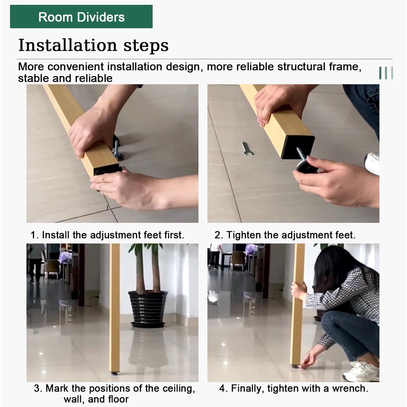 Biombo Separador de Ambientes， Divisor De Ambientes De Listones De Aleación de Aluminio De Piso A Techo， para Escaleras De Pasillo, Panel Divisor De Pared(9root,185cm/72.8in/6.06ft)