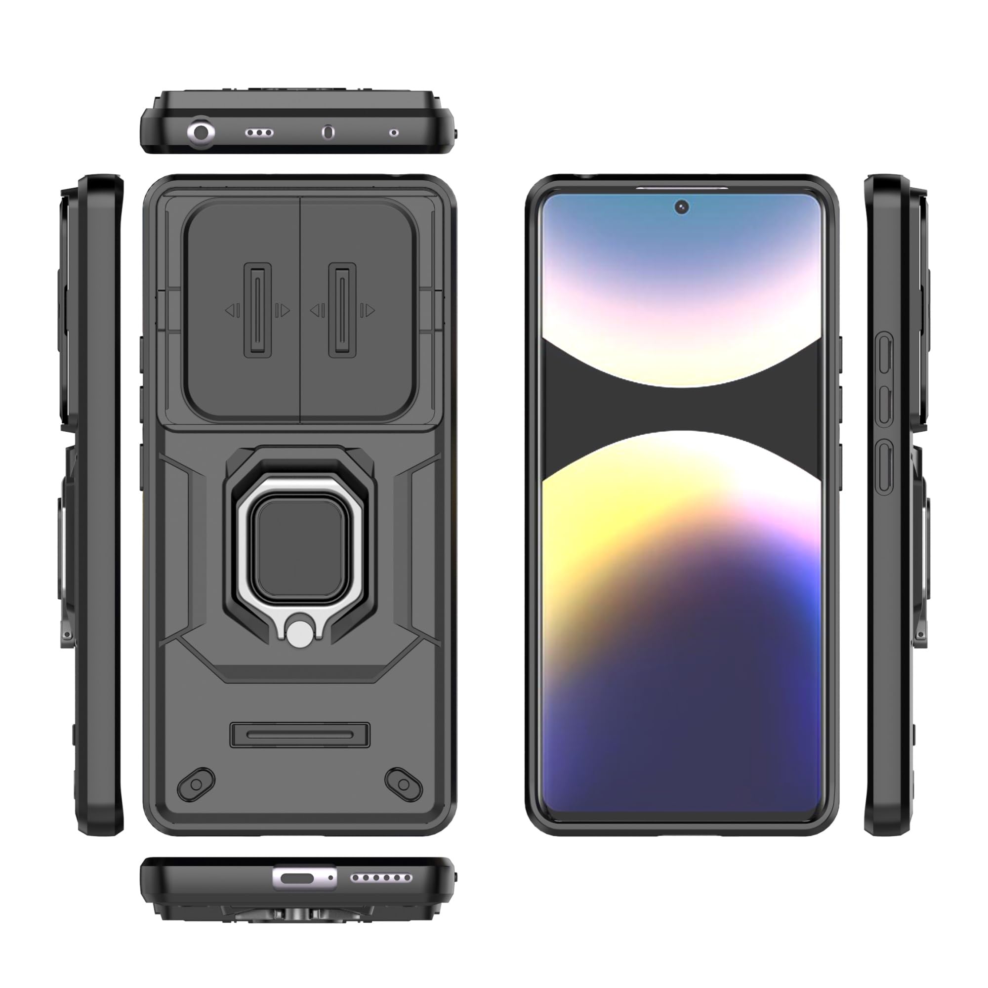 Coque Xiaomi Redmi Note 14 4G version étrangère noire en PC et TPU - 8