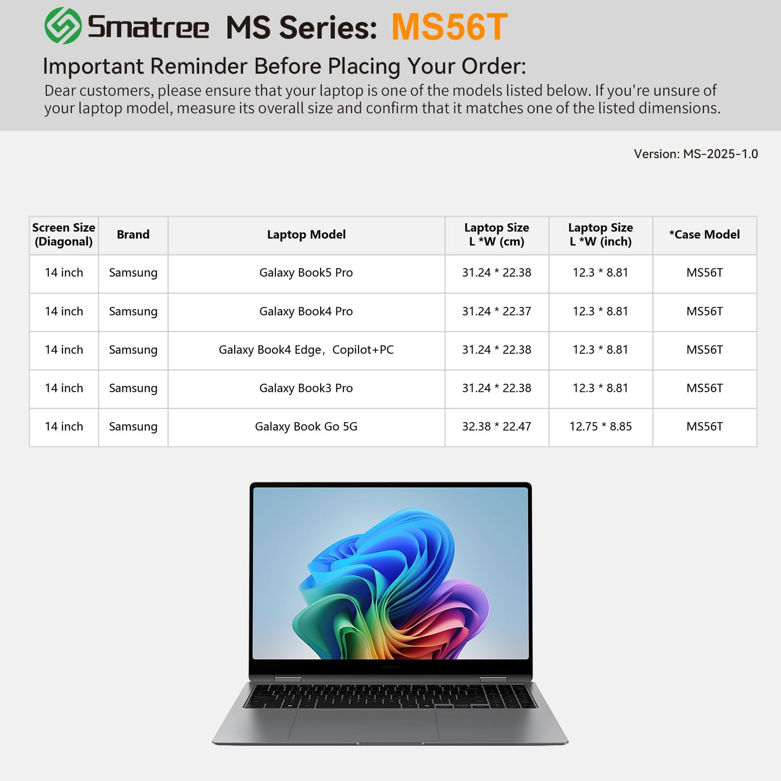 Smatree MS56 Hard Funda Protectora rígida de EVA con Soporte Compatible para 14 Pulgadas Samsung Galaxy Book5/4/3 Pro, para 14 Pulgadas Samsung Galaxy Book4 Edge/Book Go 5G
