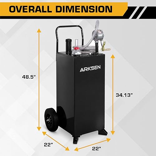 Miniatura 4 de ARKSEN Tanque de almacenamiento de combustible portátil de 30 galones, resistente bomba de gas y diésel con ruedas, para automóvil, camión,