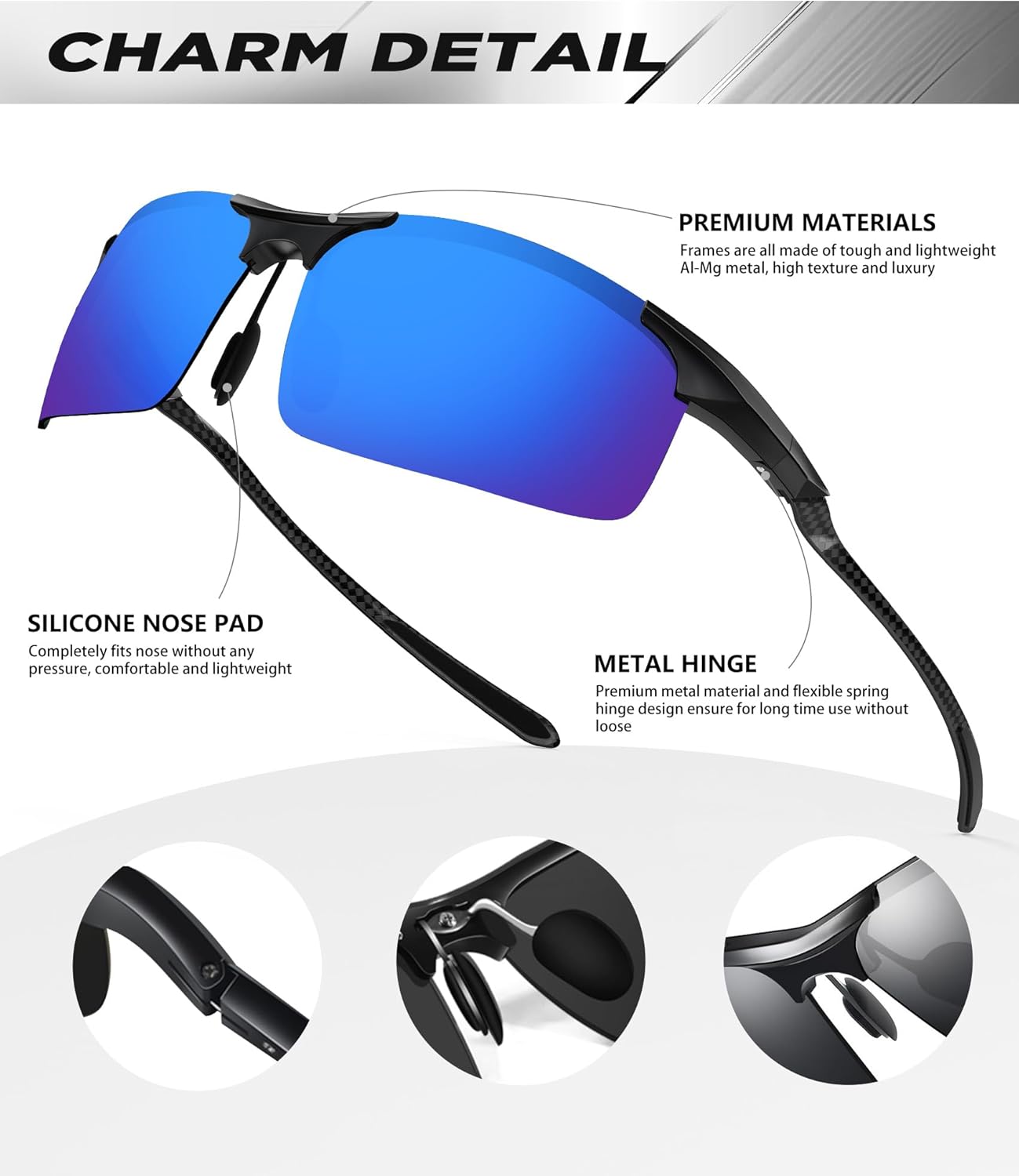 ANYLUV Polarized Sunglasses for Men Carbon Fiber Sunglasses with UV400 Protection for Fishing Driving Gift - Image 3