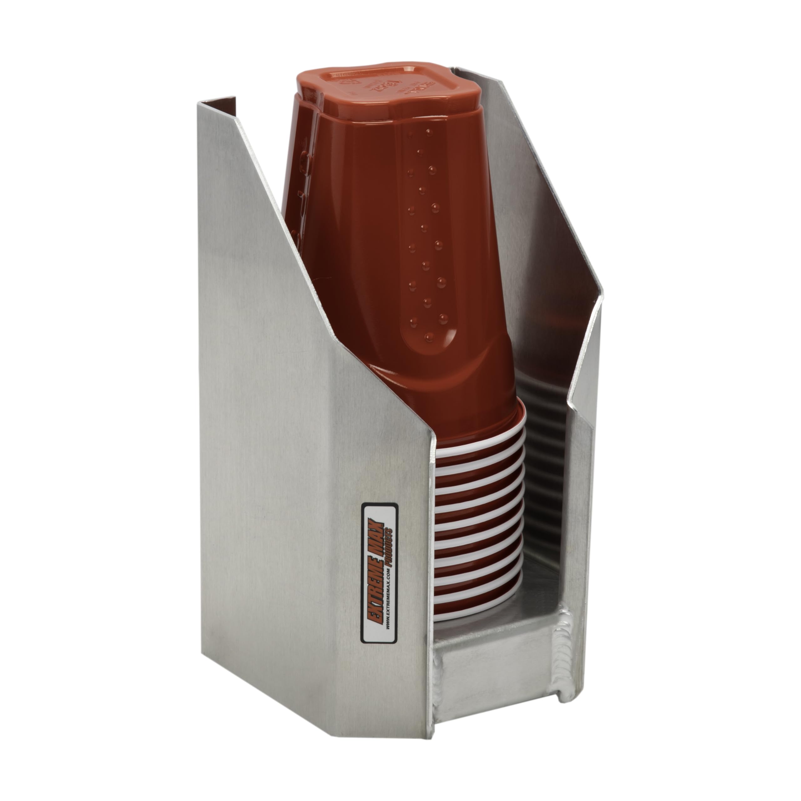 Extreme Max 5001.6282 Aluminum Cup Dispenser for Enclosed Race Trailer, Shop, Garage, Storage - Silver